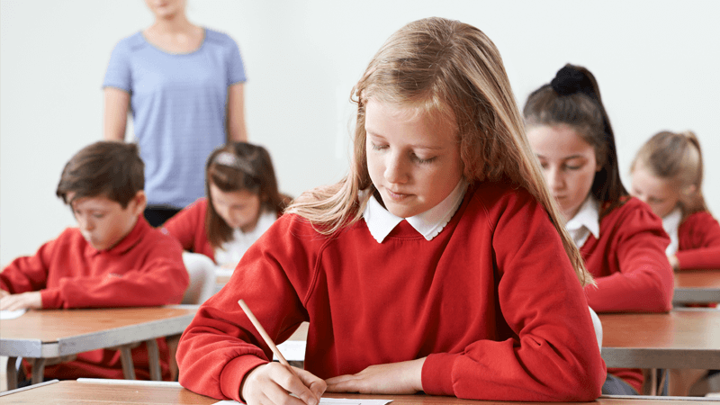 Pupils sitting in classroom