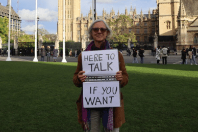 Woman forced to pay £20k for holding a ‘here to talk’ sign in a censorship zone