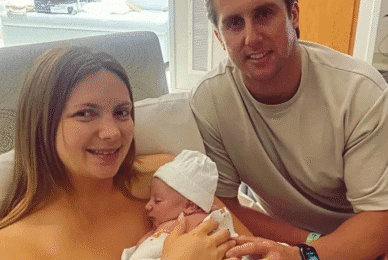 Baby thriving after in-womb surgery to fix organs growing outside his body