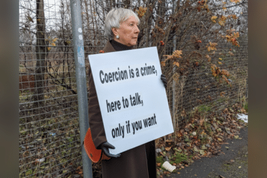 No prosecution for grandmother over ‘here to talk’ sign in Scots abortion censorhip zone