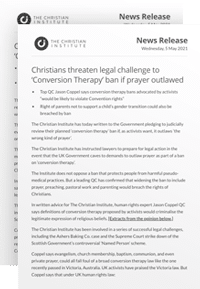 Press release: Christians threaten legal challenge to ‘Conversion Therapy’ ban if prayer outlawed