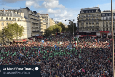 Tens of thousands march in Paris for children’s right to a father