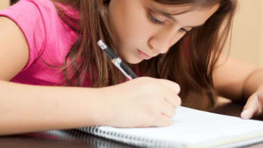 Girl doing homework
