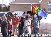 Homosexuals protest at home of Christian florist