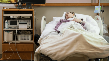 Patient in hospital bed