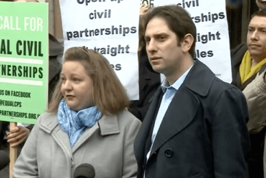 First UK heterosexual civil partnerships take place